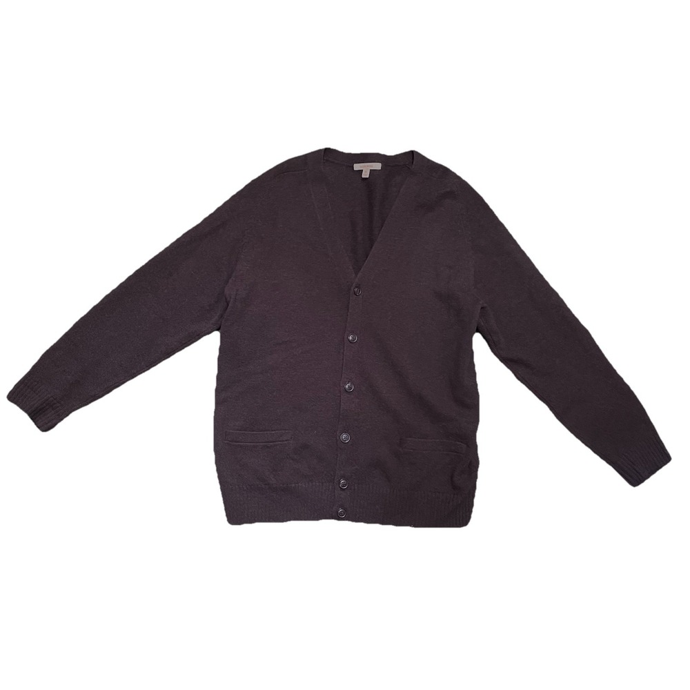 Uniqlo Lambswool Dark Brown Cardigan Sweater  Size XL Old Money Library Academia